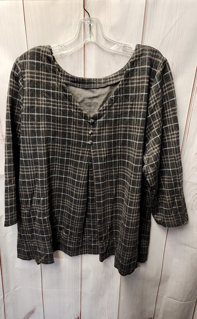 J Jill Women's Size XL Brown 3/4 Sleeve Top