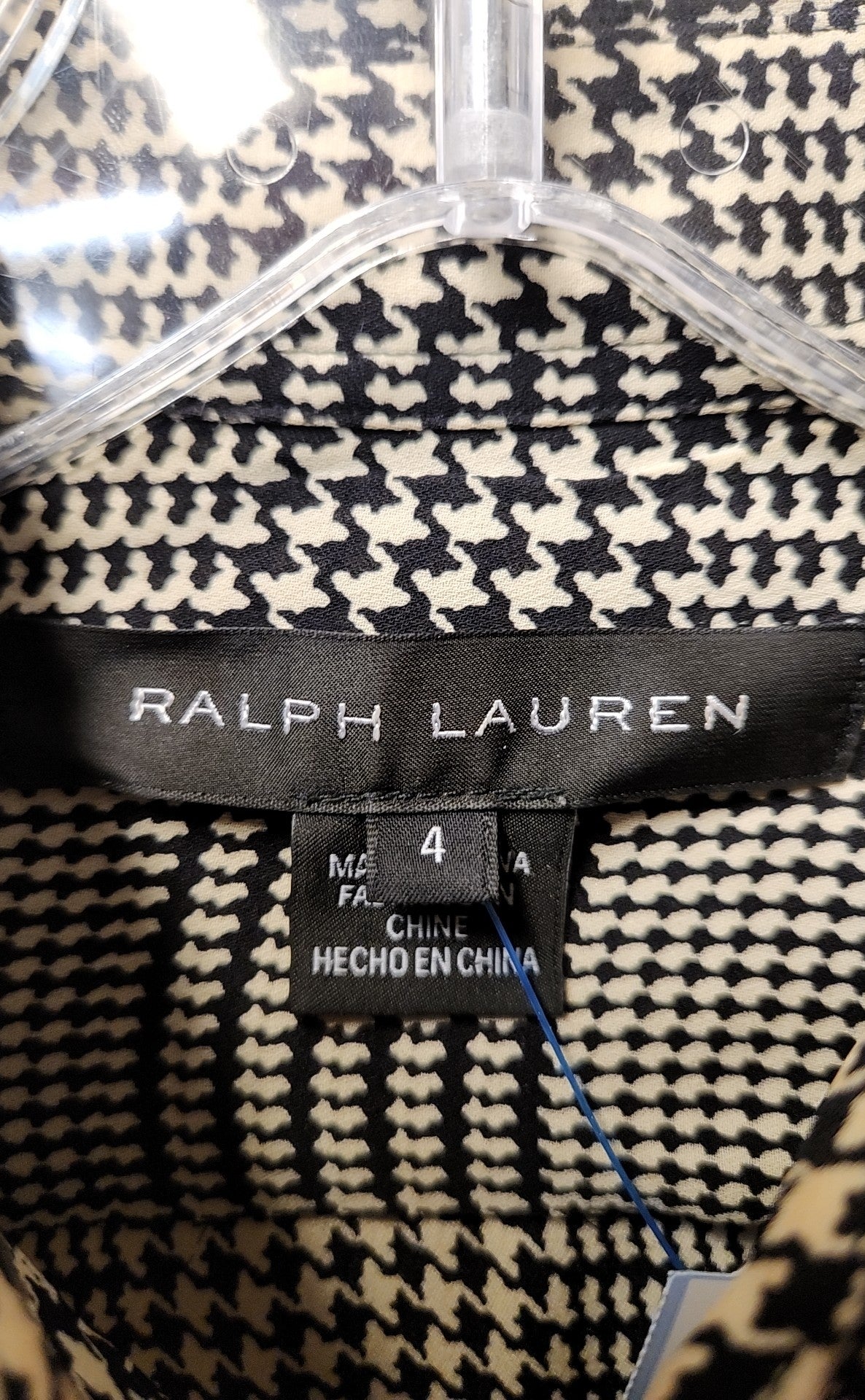 Ralph Lauren Black Label Women's Size 4 Black & Beige Silk Long Sleeve Top