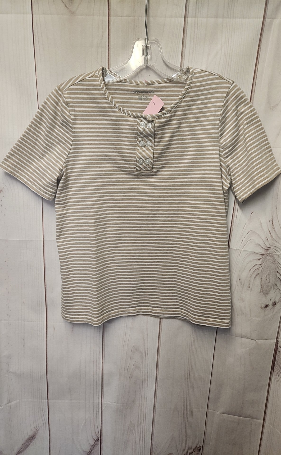 Appleseed's Women's Size S Beige Short Sleeve Top