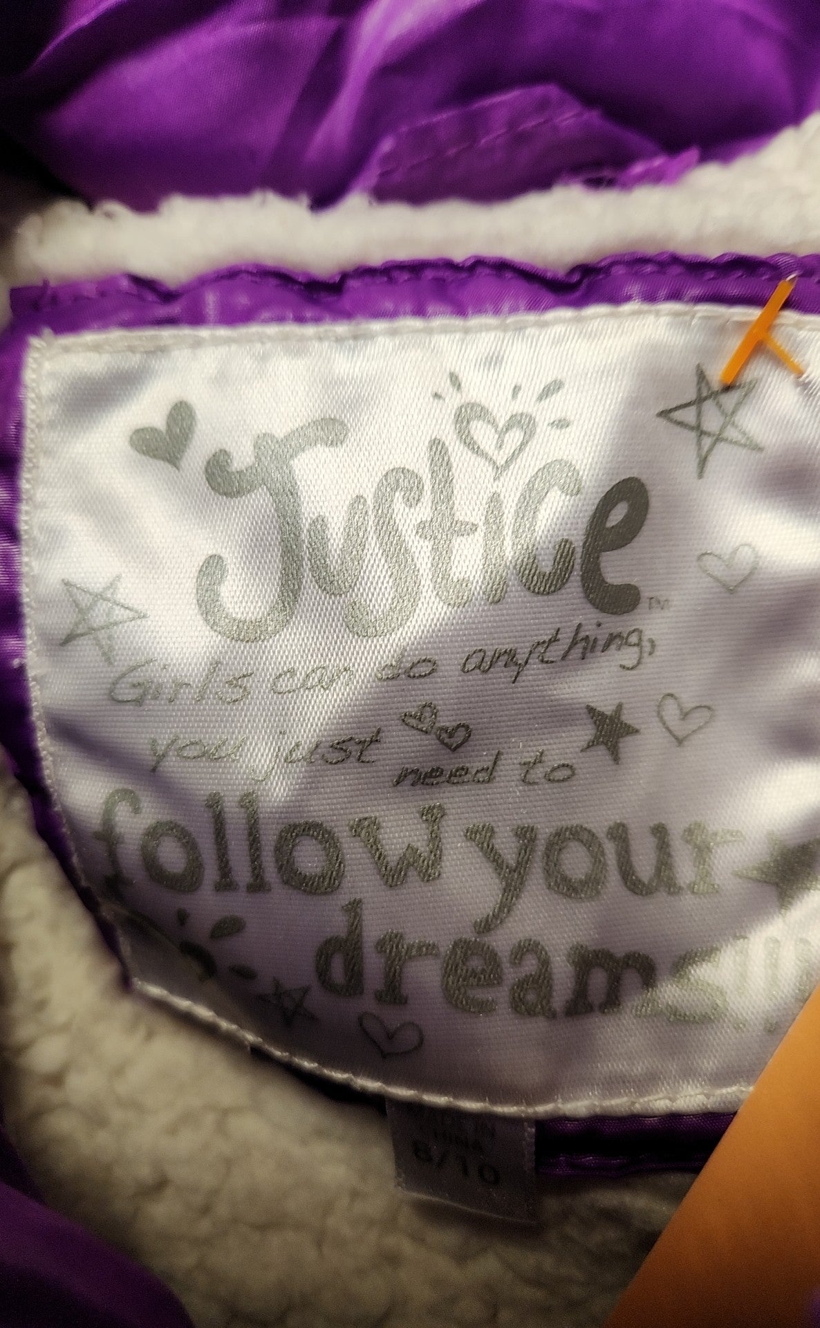 Justice Girl's Size 8/10 Purple Jacket