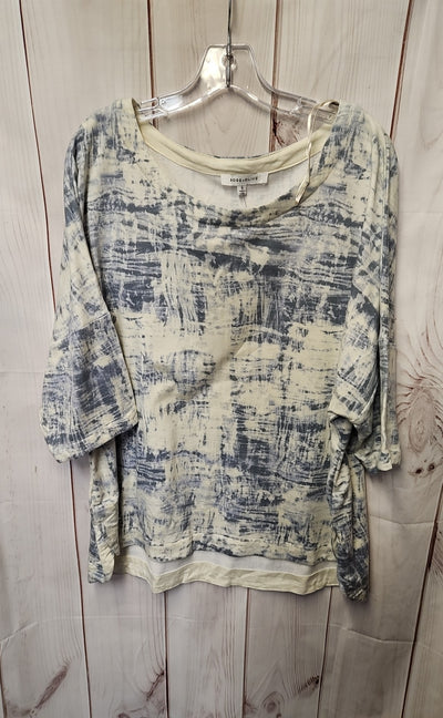 Rose & Olive Women's Size 1X Yellow & Blue Short Sleeve Top