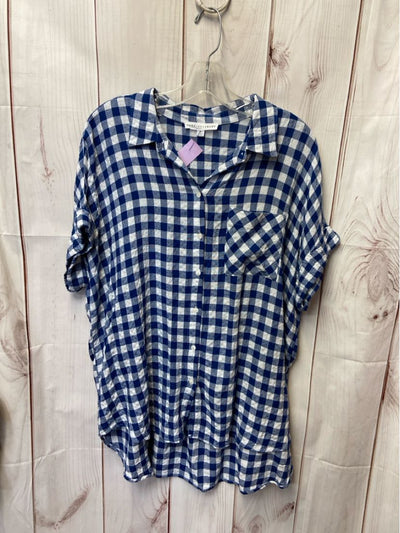 Jane & Delancey Women's Size XL Blue & White Short Sleeve Top