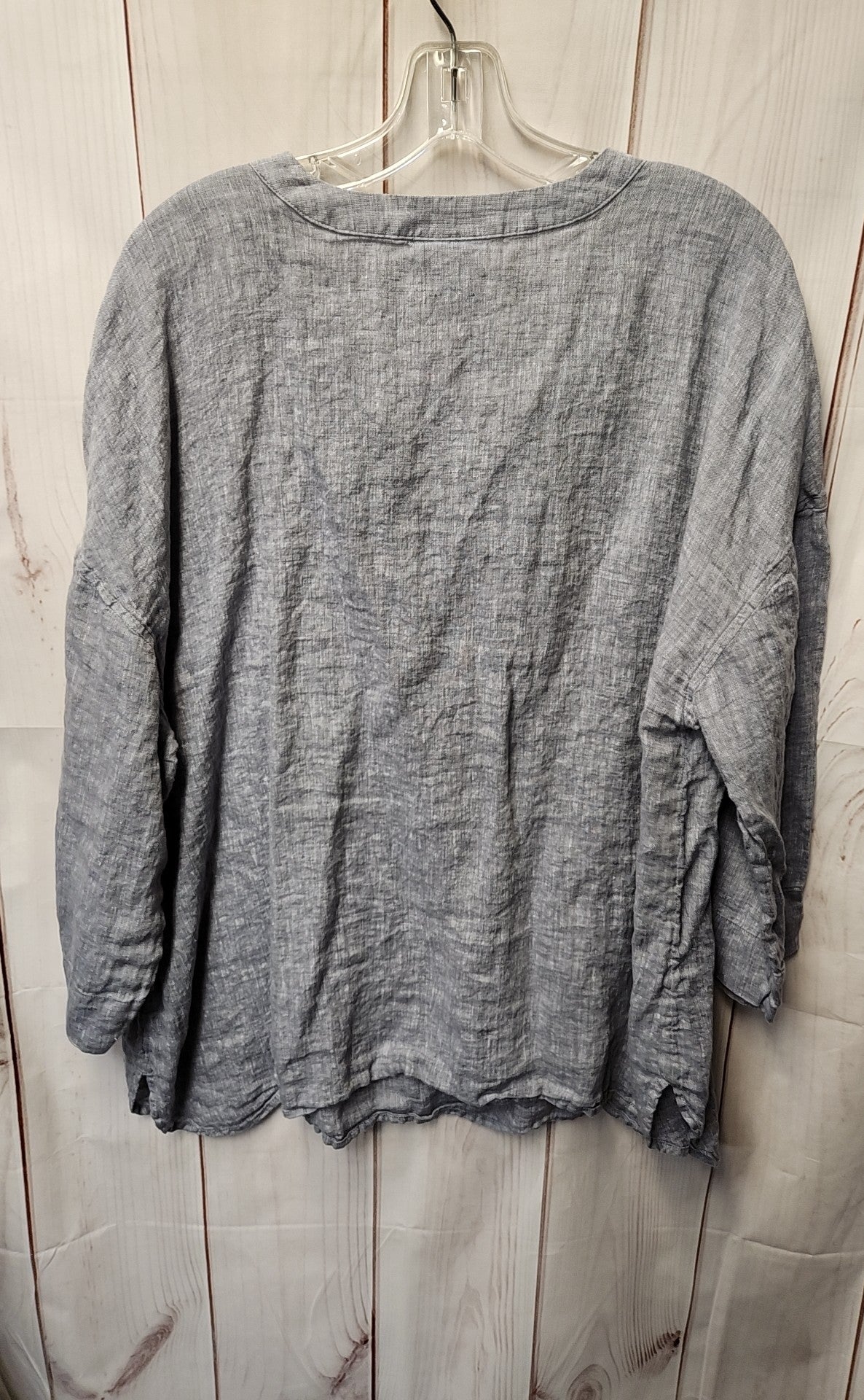 Pure Jill Women's Size XL Petite Gray Linen Long Sleeve Top