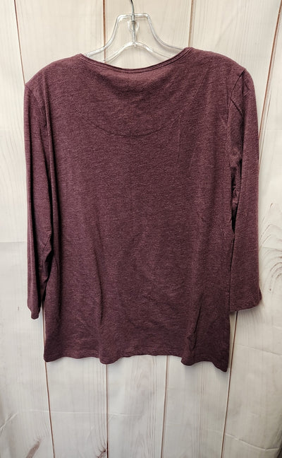 Laura Scott Women's Size L Purple 3/4 Sleeve Top