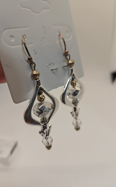 Silver Crystal Dangle Earrings