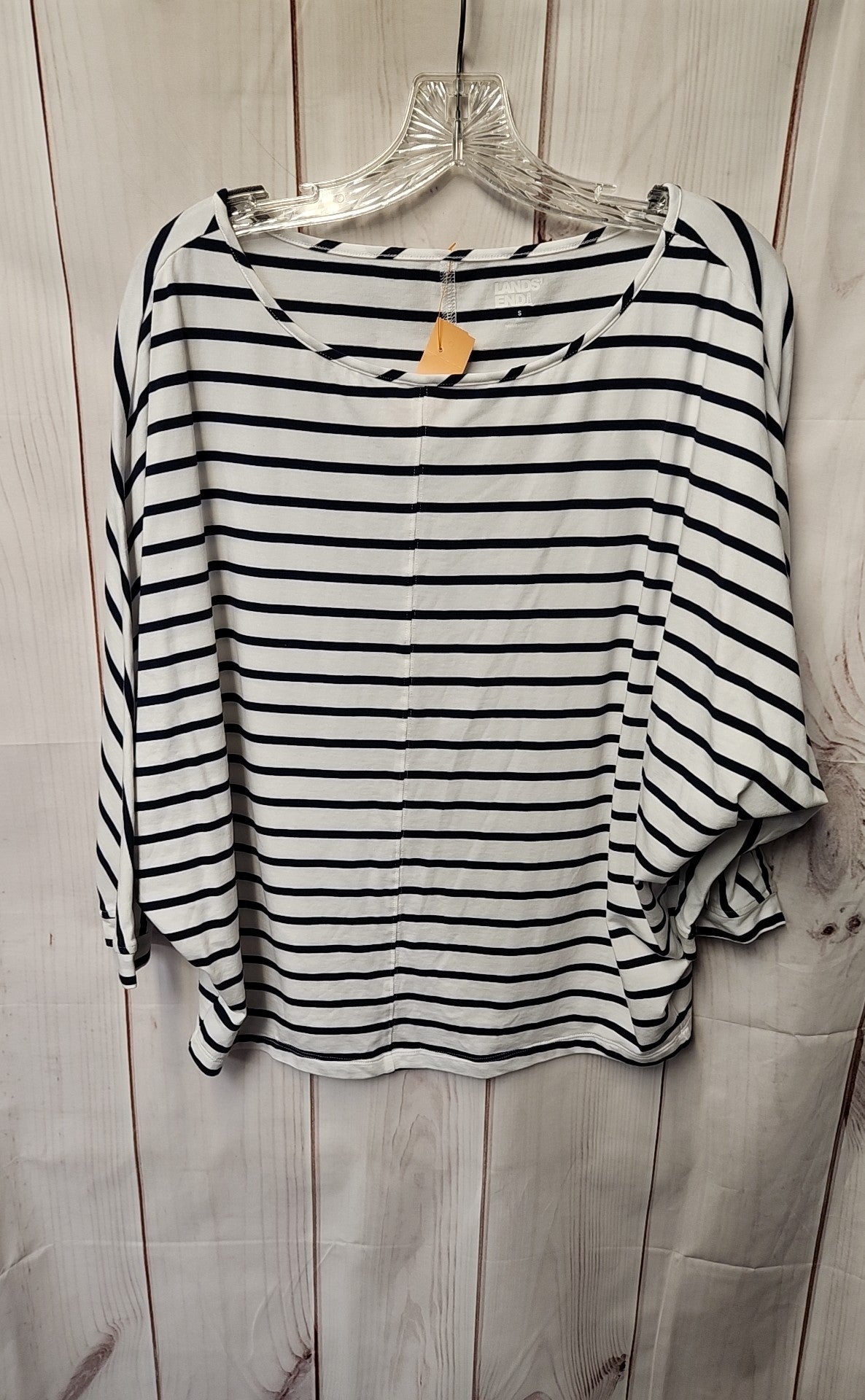 Lands End Women's Size S White & Blue 3/4 Sleeve Top