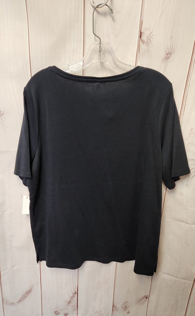 Talbots Women's Size 2X Black Short Sleeve Top