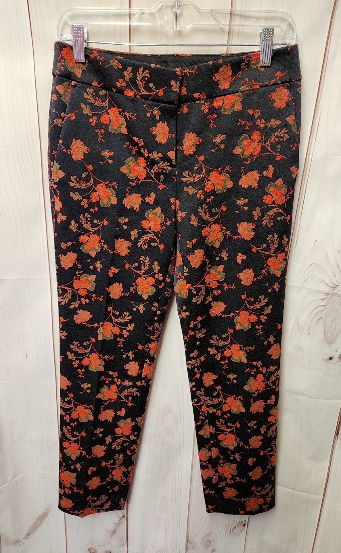 Loft Women's Size 0 Black & Red Floral Pants Marisa