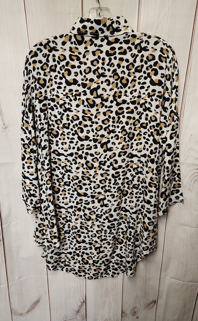 Zoye Chen Women's Size XS Brown Animal Print Long Sleeve Top