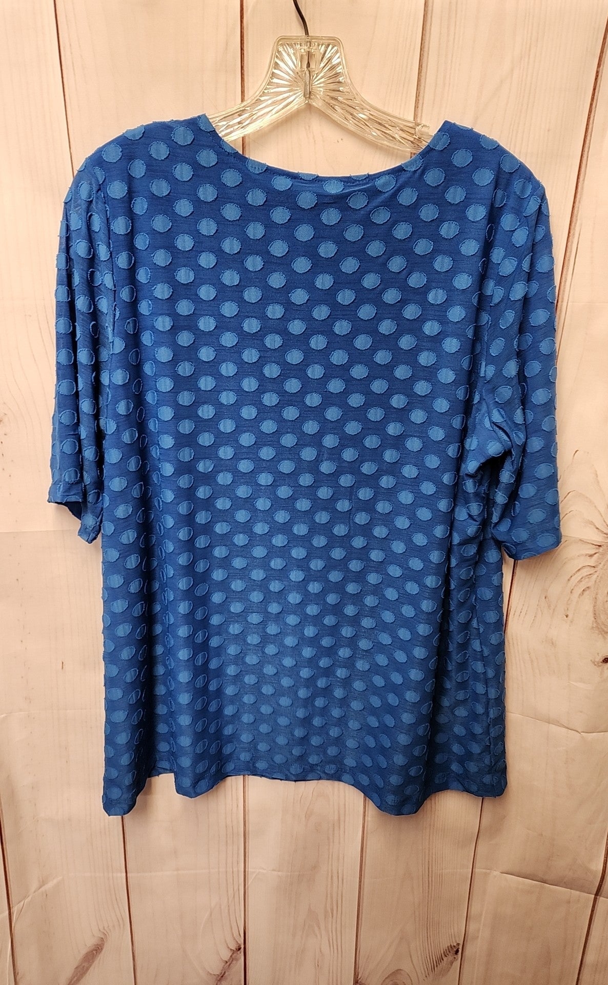 Susan Graver Women's Size L Blue Short Sleeve Top