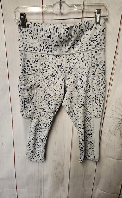 Athleta Women's Size S White & Blue Animal Print Active Capris
