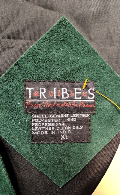 Tribes Men's Size XL Green Leather Vest