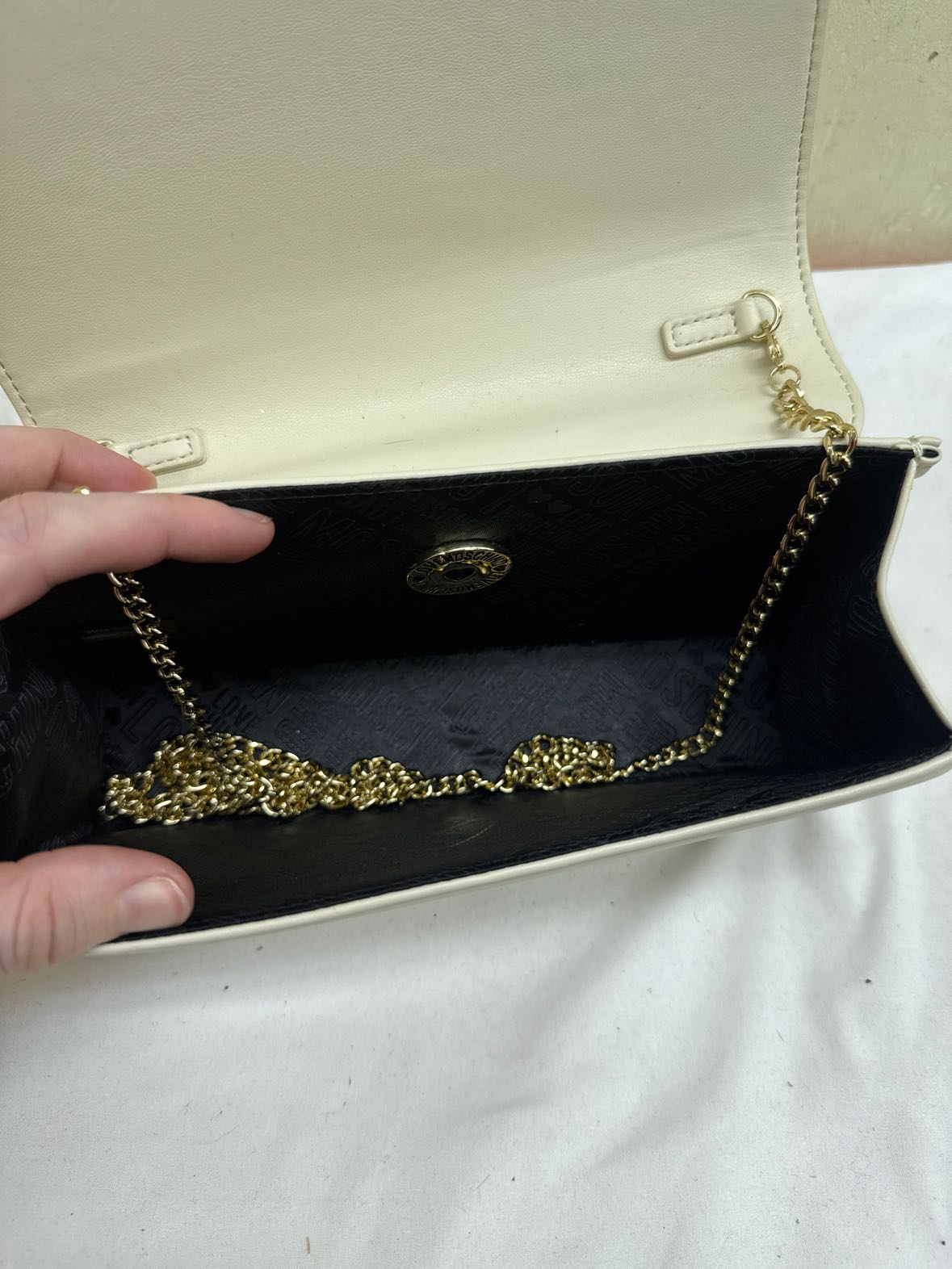 Love Moschino White Embroidered Crossbody Purse Bag