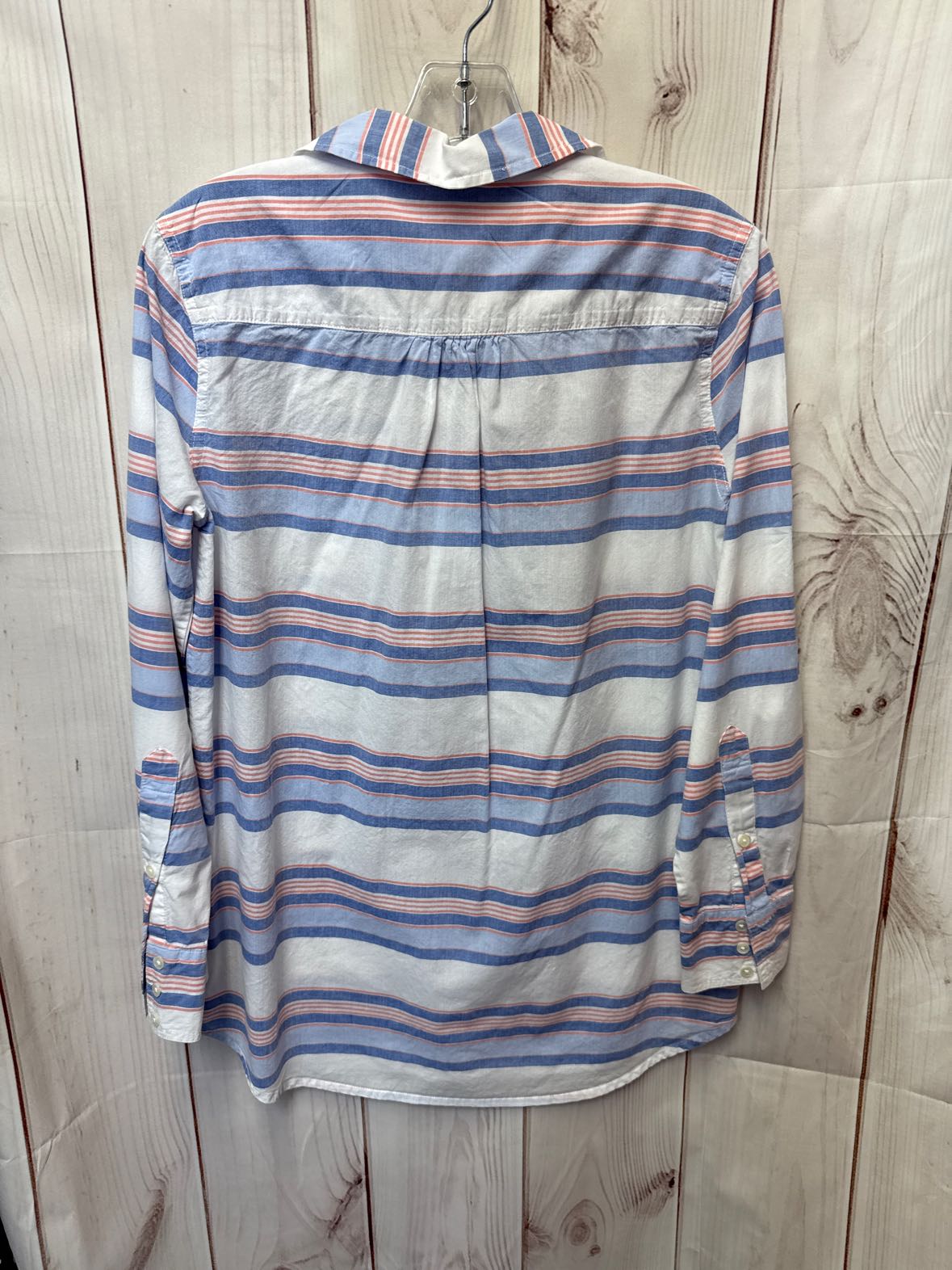 J Crew Women's Size XS White & Blue Long Sleeve Top