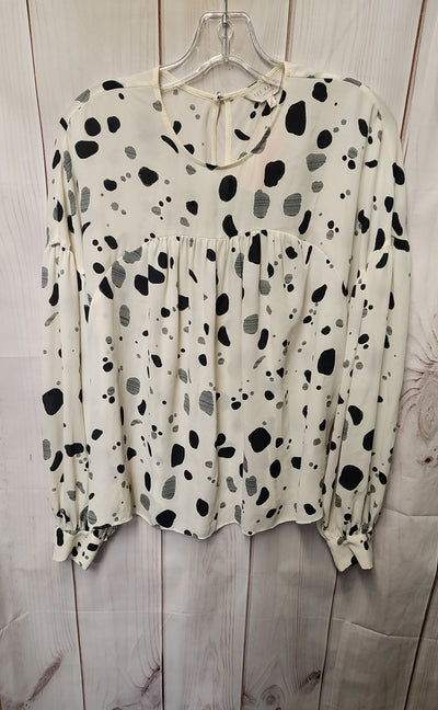 Ted Baker Women's Size 2 = US 6 White & Black Long Sleeve Top