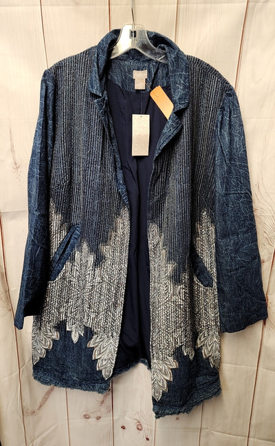 NWT Chico's Women's Size 3 = US XL Blue Cardigan