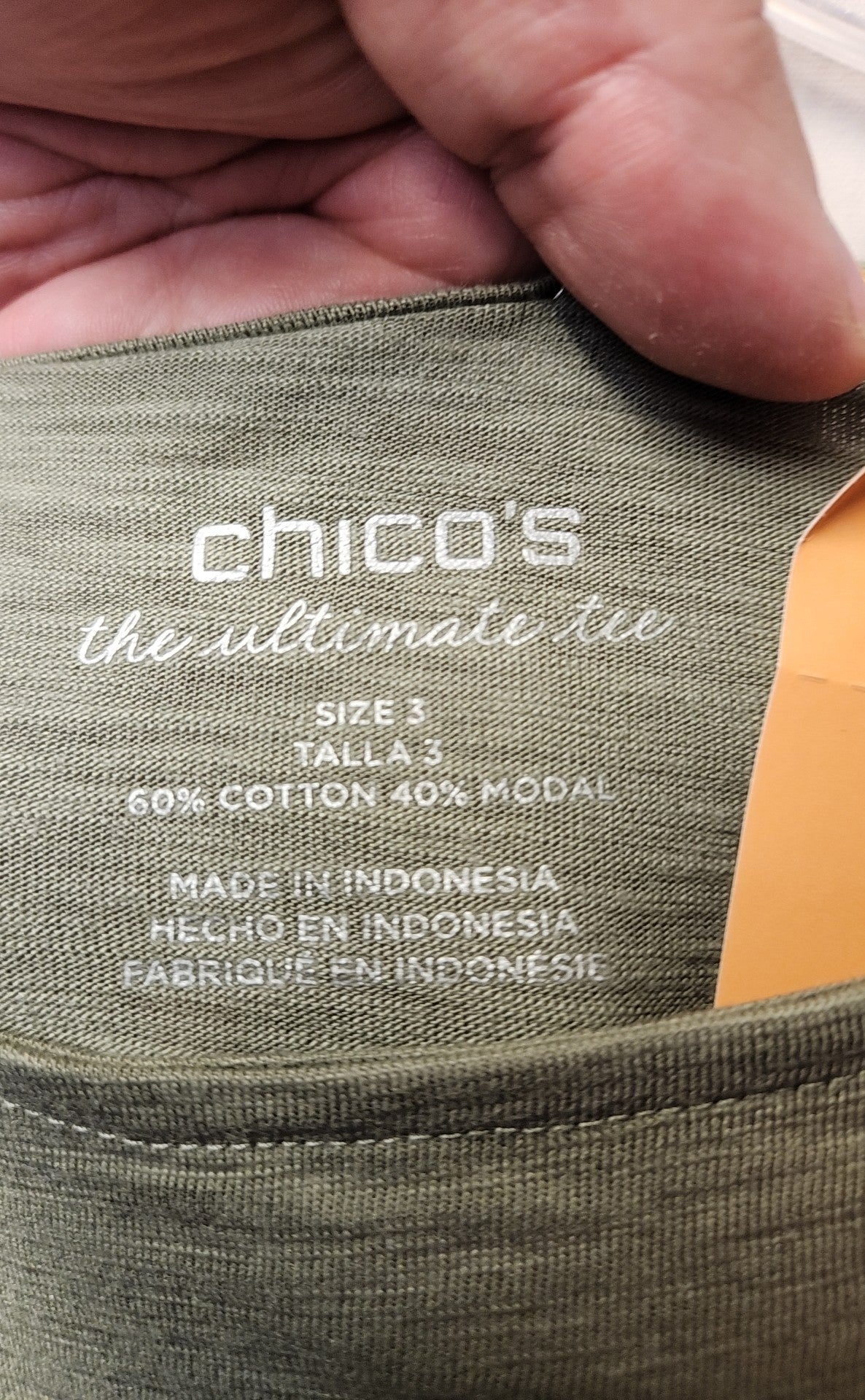 Chico's Women's Size 3 = US XL Green 3/4 Sleeve Top