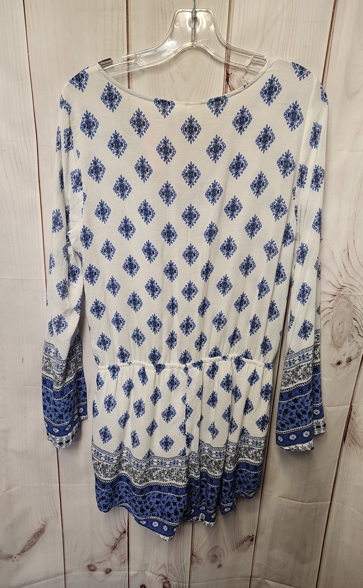 Mimi Chica Women's Size L White & Blue Romper