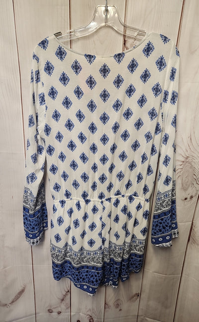 Mimi Chica Women's Size L White & Blue Romper
