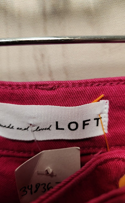 NWT Loft Women's Size 26 (1-2) Pink Jeans The Kick Crop