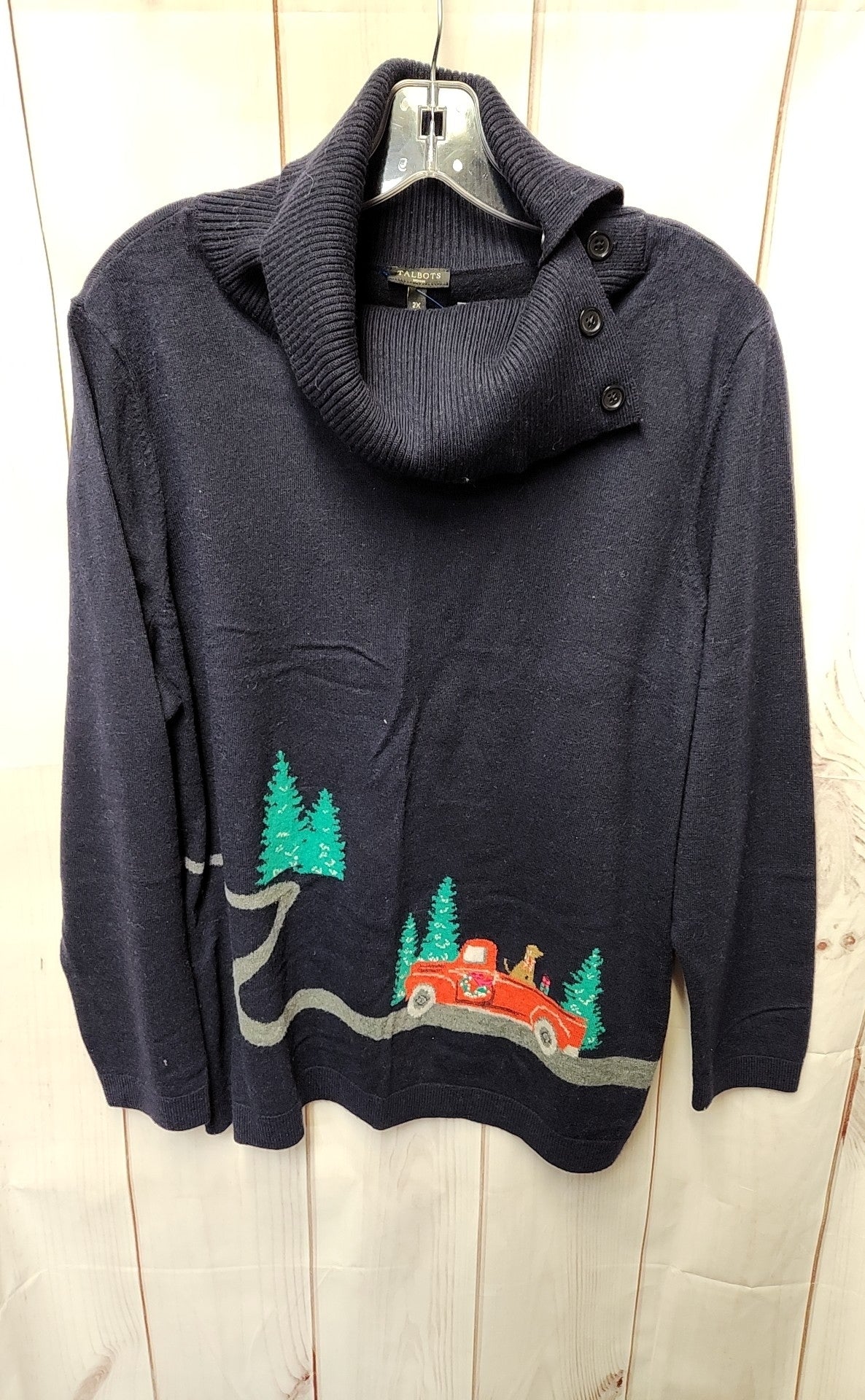 Talbots Women's Size 2X Navy Holiday Sweater
