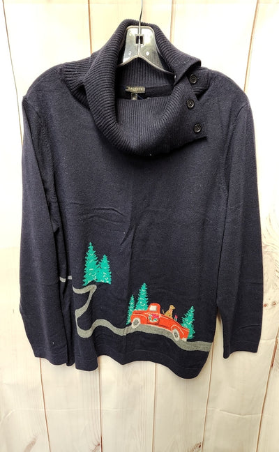 Talbots Women's Size 2X Navy Holiday Sweater