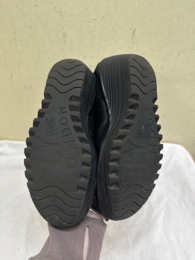 Fly London Women's Size 38 = 7-1/2 Black Boots Shoes
