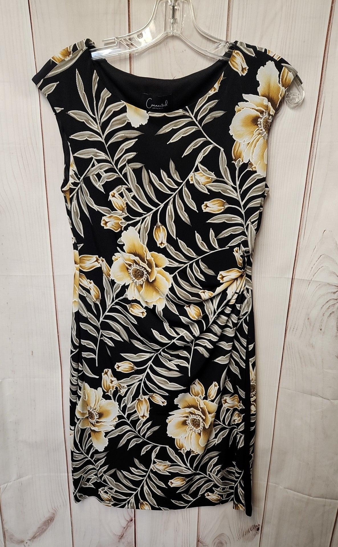 Connected Women's Size 4 Petite Black Floral Dress