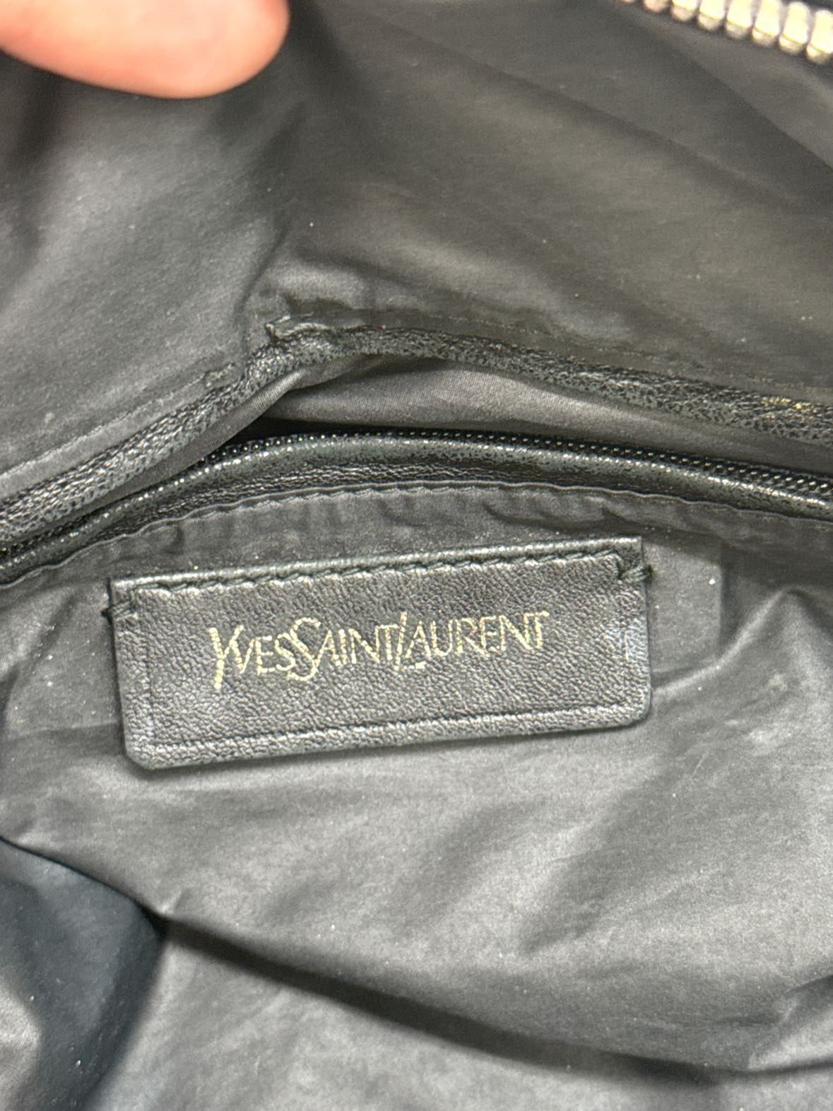 Yves Saint Laurent Signature Y front puff Silk Black Purse Bag YSL