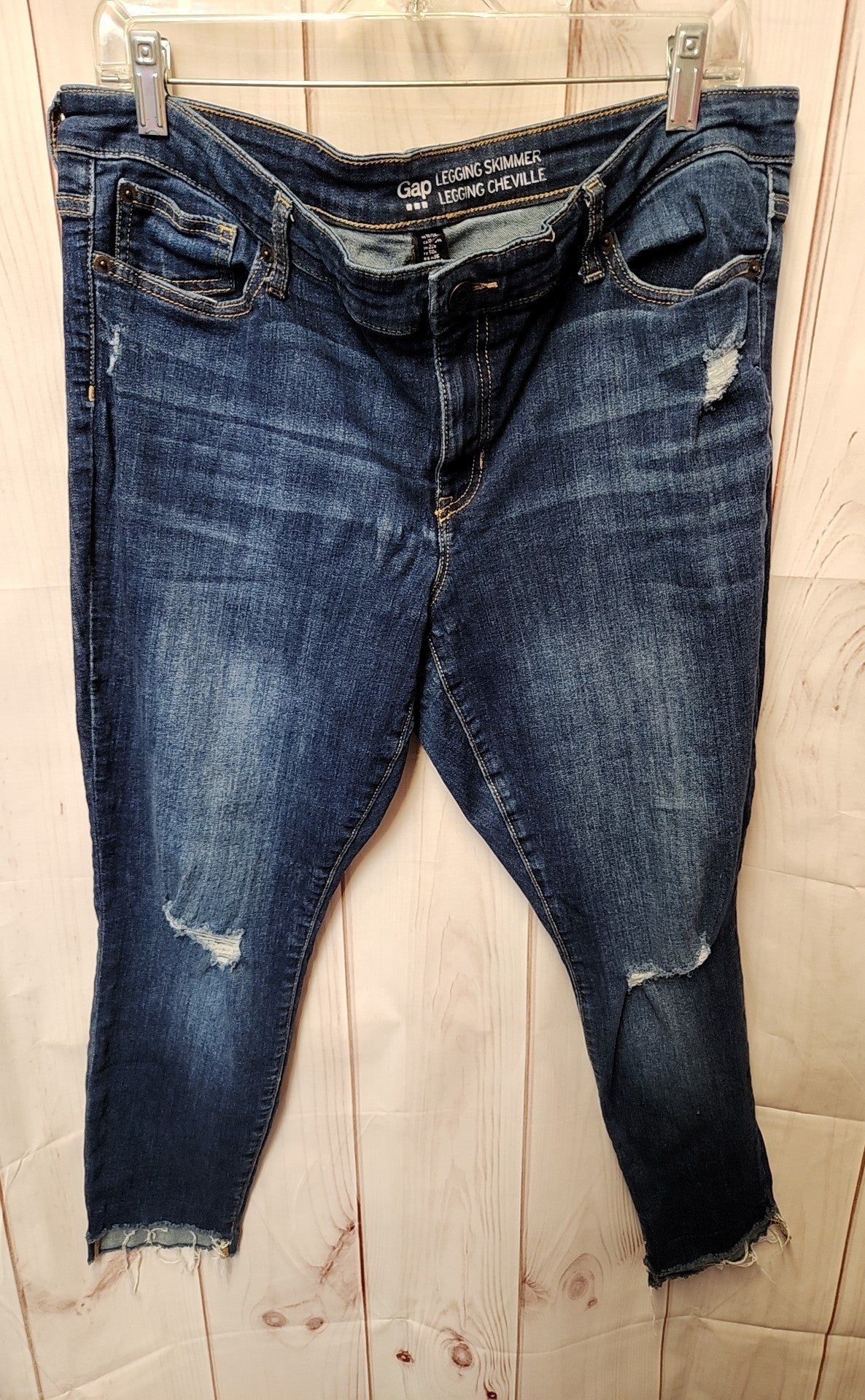 Gap Women's Size 34 (18/1X) Blue Denim Jeans Legging Skimmer Cheville Rips