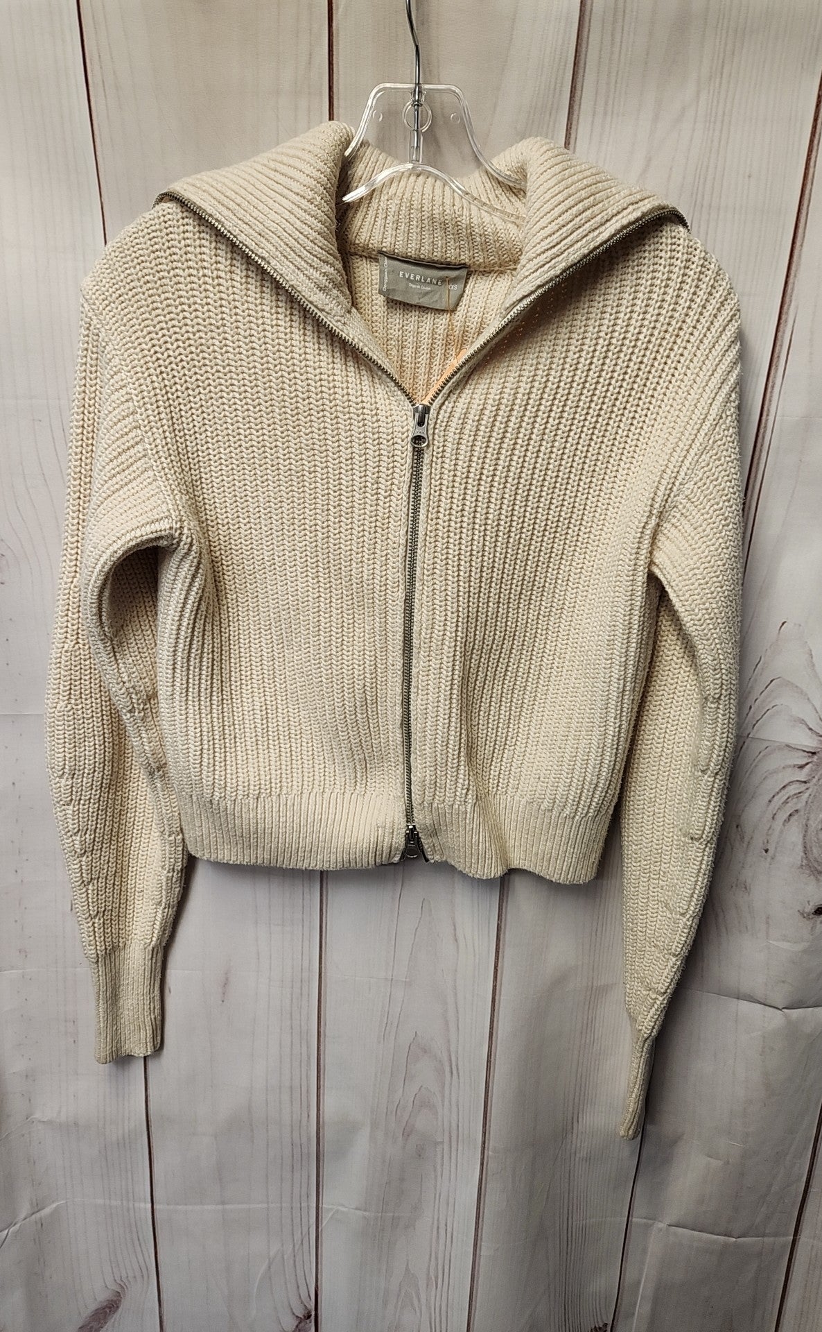 Everlane Women's Size XXS White Full Zip Sweater