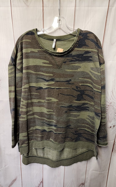 Z Supply Women's Size S Green Camo Long Sleeve Top