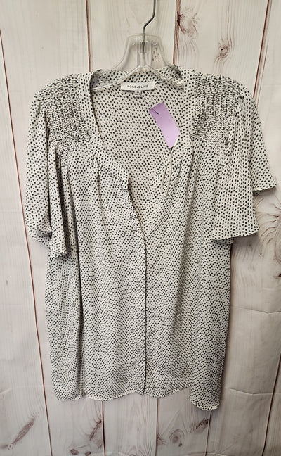Rose & Olive Women's Size 2X White & Black Short Sleeve Top