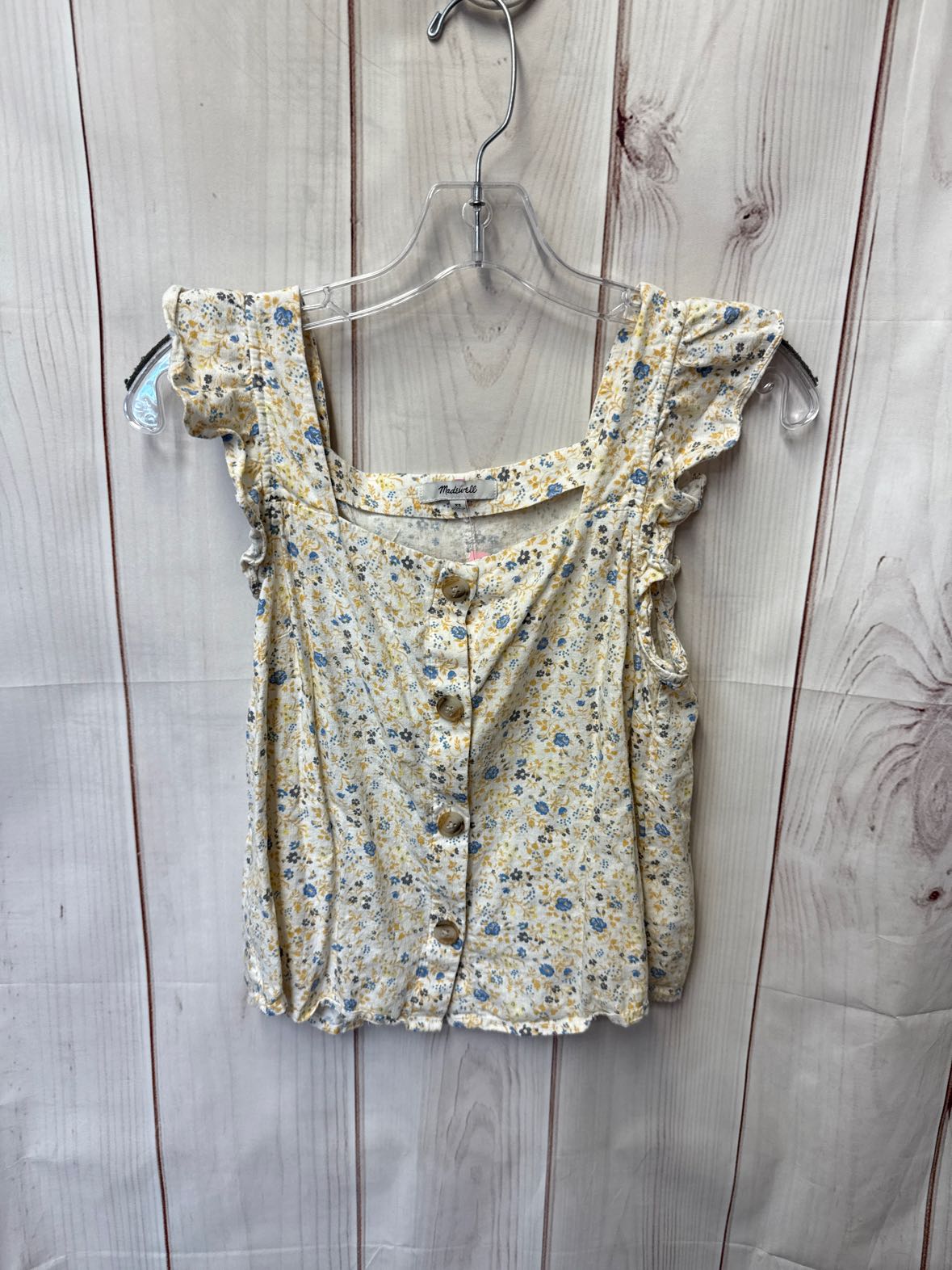 Madewell Women's Size XS White Floral Sleeveless Top