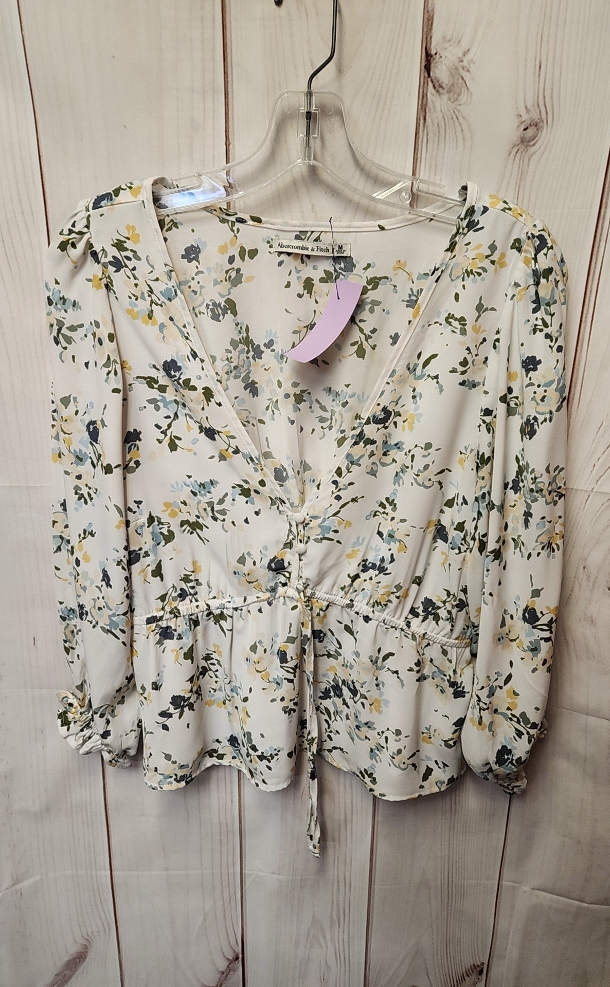 Abercrombie & Fitch Women's Size M White Floral 3/4 Sleeve Top