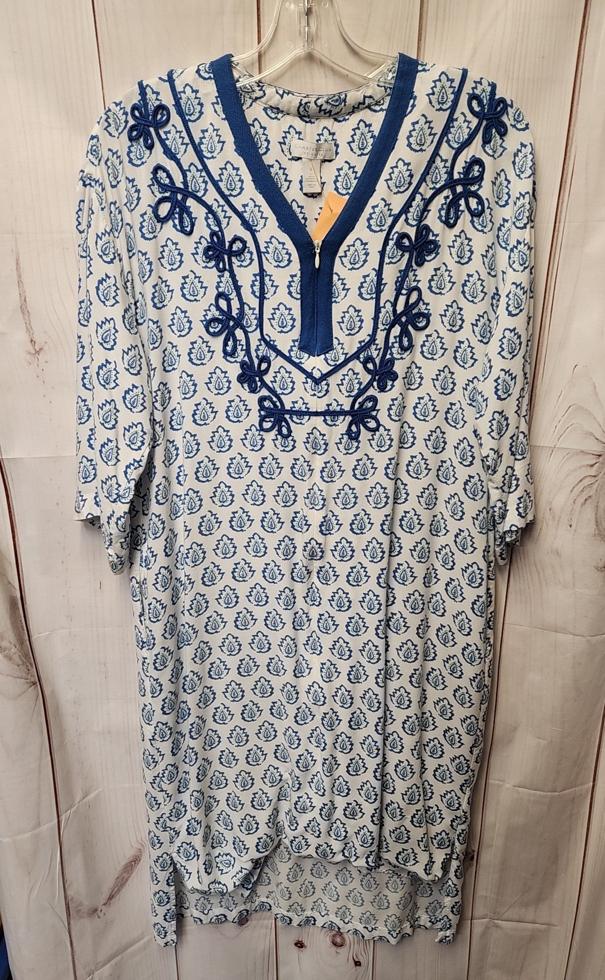 Charter Club Women's Size S White & Blue Dress