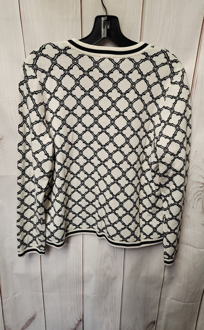 NWT Talbots Women's Size M Petite White & Black Cardigan