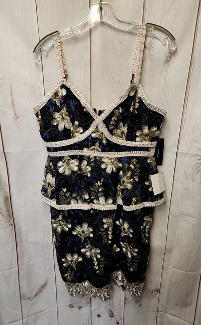NWT Lulus Women's Size L Navy Embroidered Dress