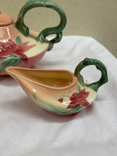 3PCS VTG Hull Pottery Woodland Aladdin-style Tea Pot W26 Cream W27 and Sugar W28
