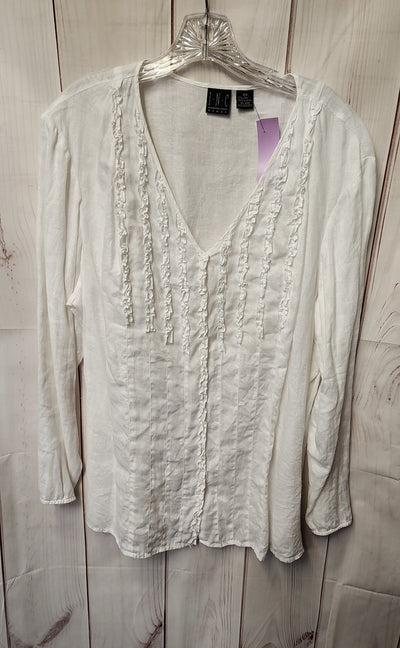 INC Women's Size 18 White Long Sleeve Top