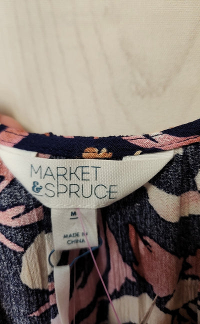 NWT Market & Spruce Women's Size M Blue Floral Sleeveless Top