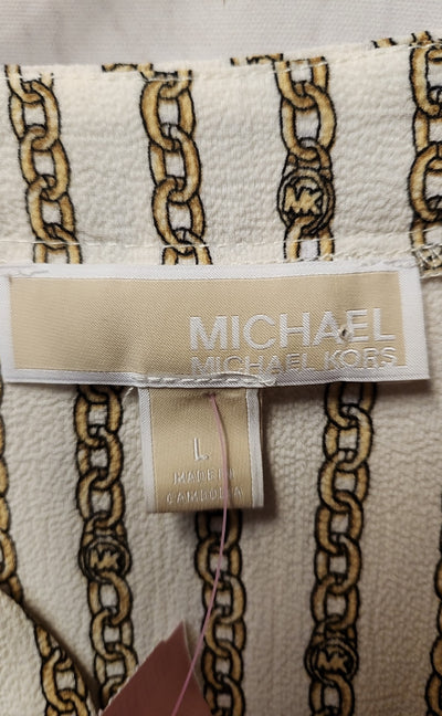 Michael Kors Women's Size L Beige Long Sleeve Top