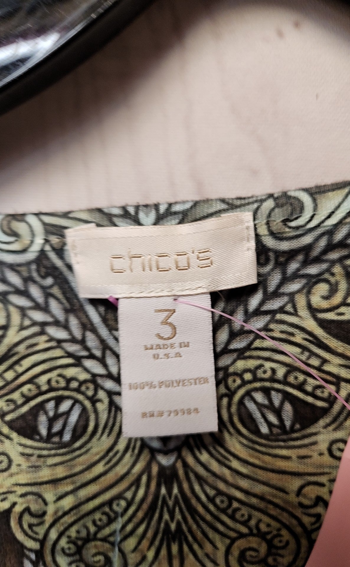 Chico's Women's Size 3 = US XL Green Short Sleeve Top
