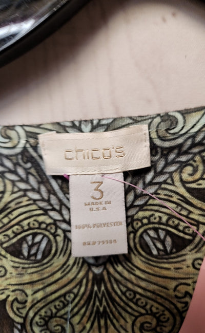 Chico's Women's Size 3 = US XL Green Short Sleeve Top