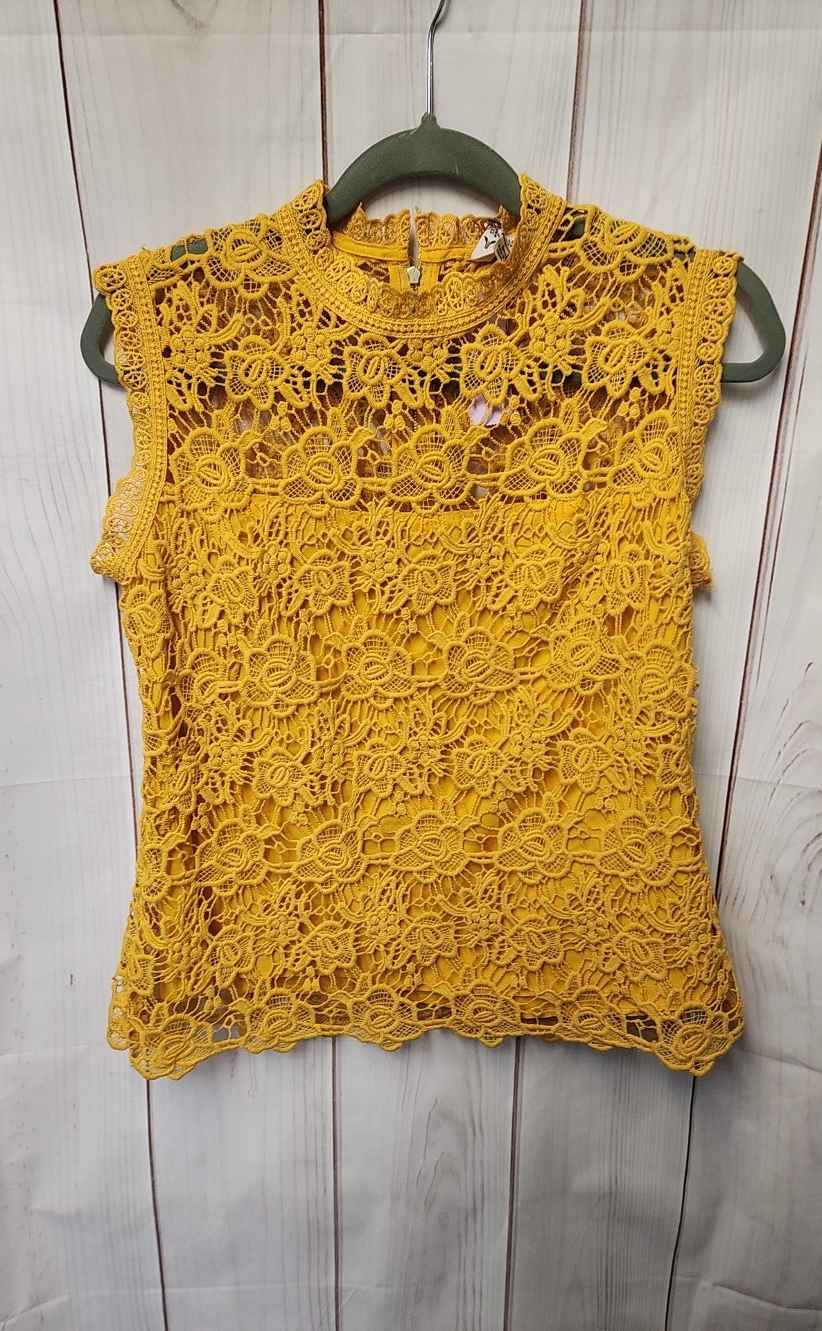 Nanette Lepore Women's Size M Yellow Lace Floral Sleeveless Top