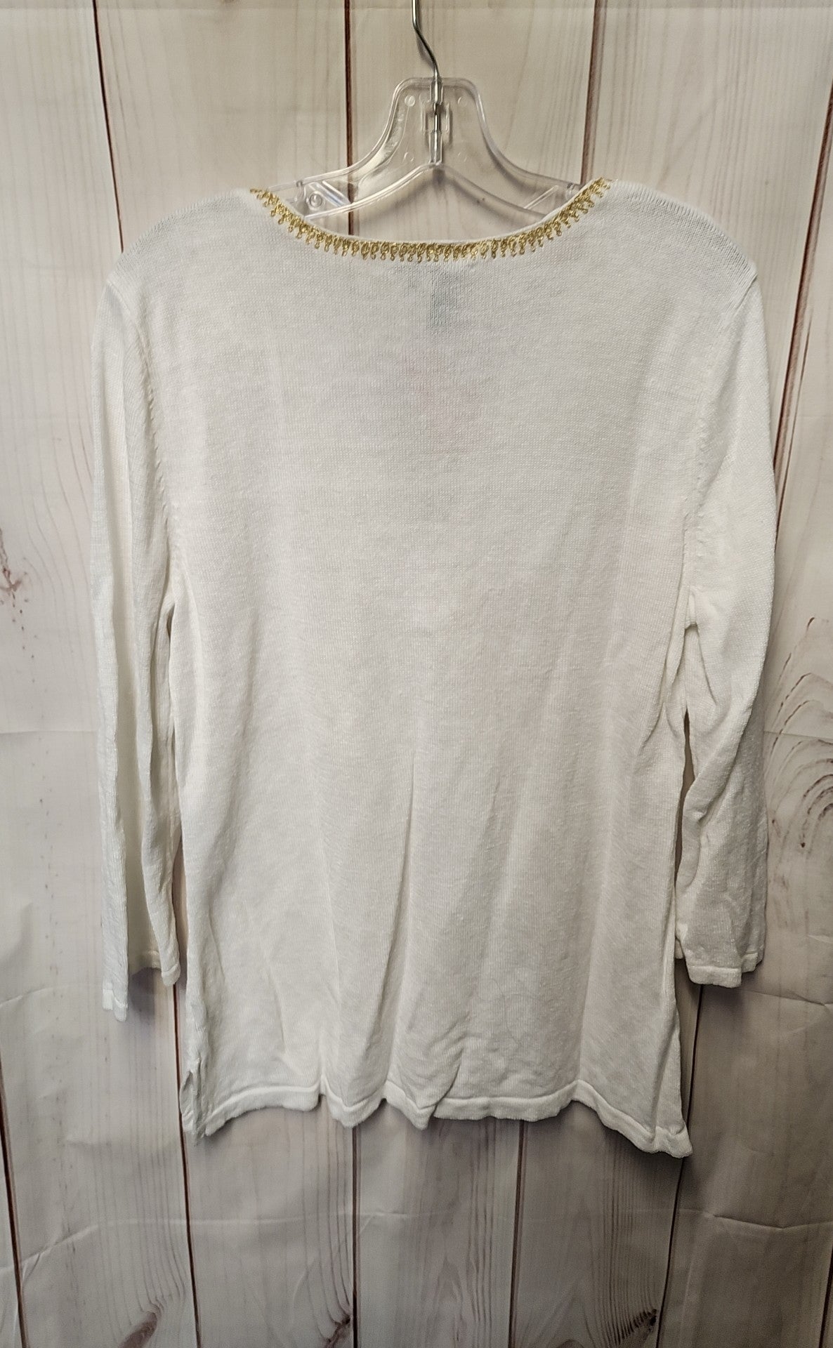 Lauren by Ralph Lauren Women's Size XL White & Gold Sweater