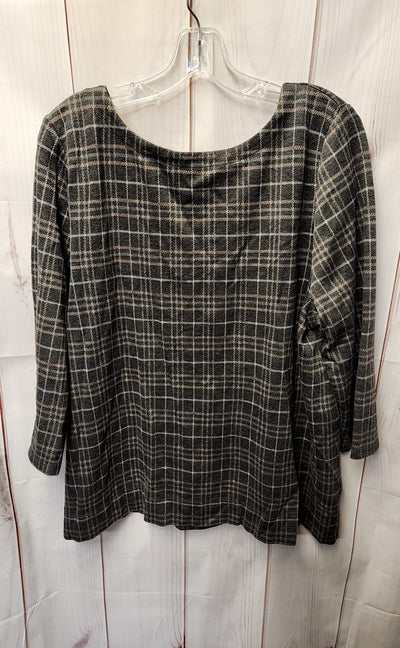 J Jill Women's Size XL Brown 3/4 Sleeve Top