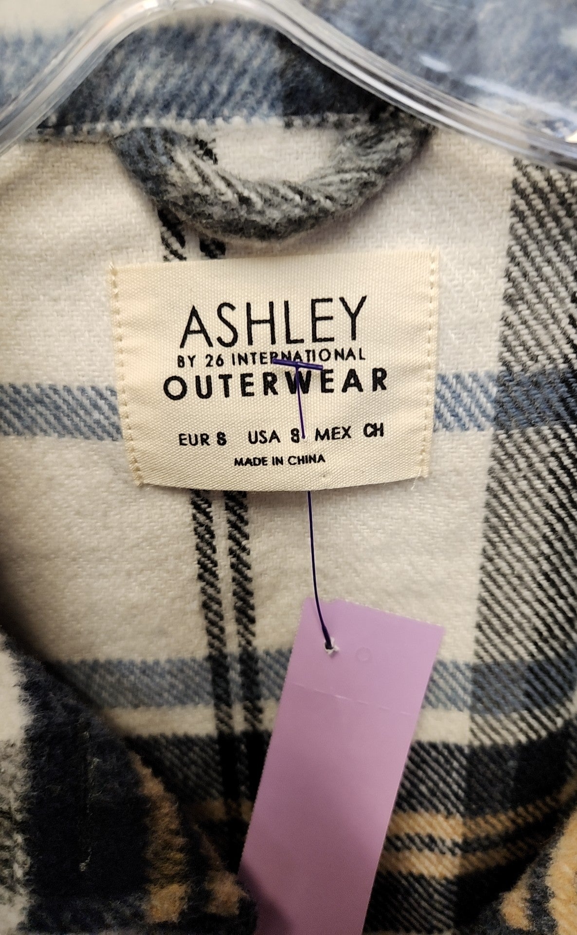 Ashley by 26 International Women's Size 8 White & Blue Plaid Jacket