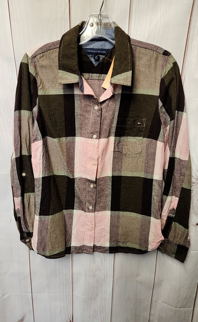 Tommy Hilfiger Women's Size S Green & Pink Long Sleeve Top