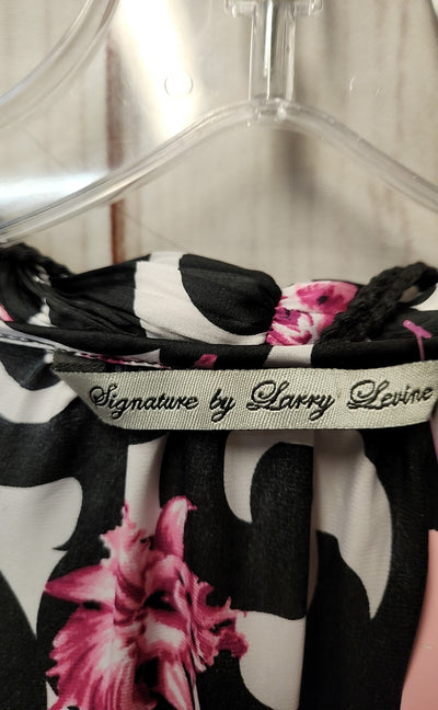 Signature by Larry Levine Women's Size L Black & Pink Floral Sleeveless Top